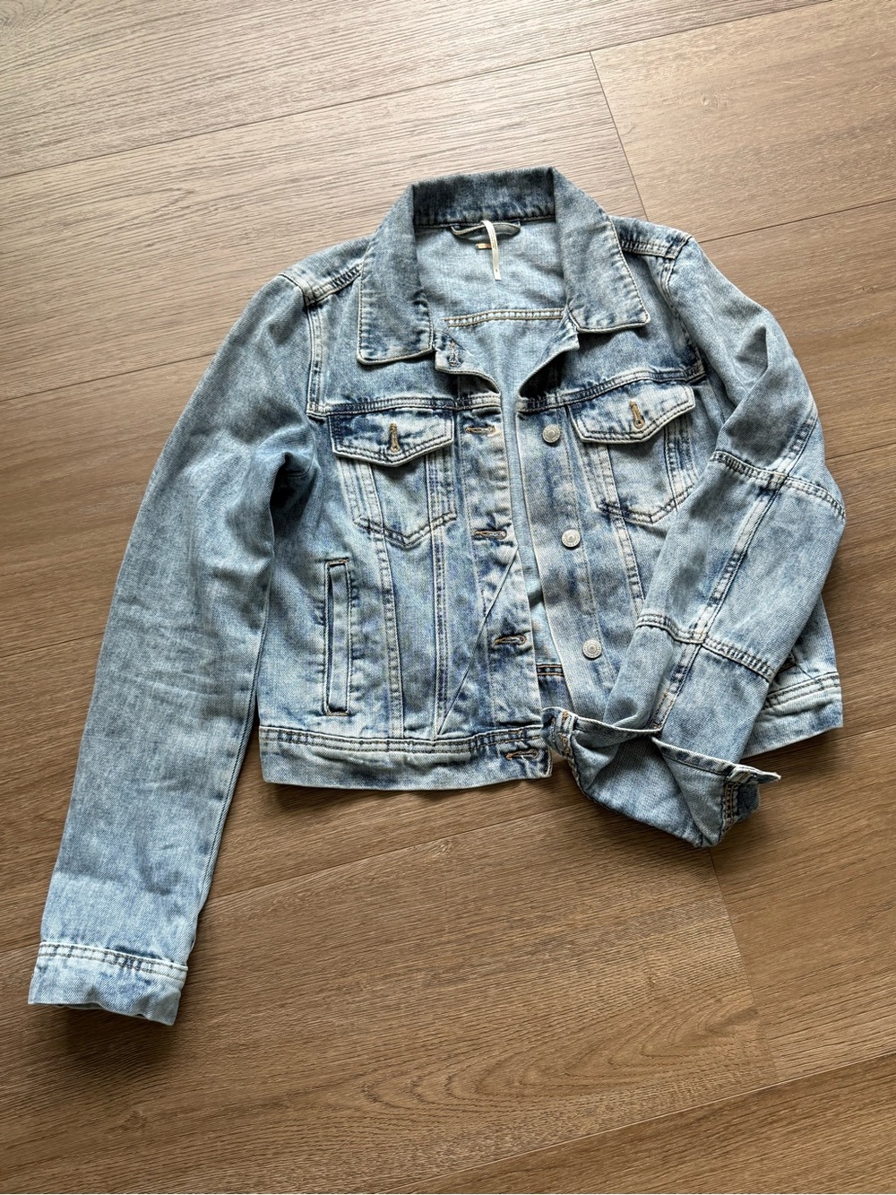 Free People Light Blue Washed Denim Jacket